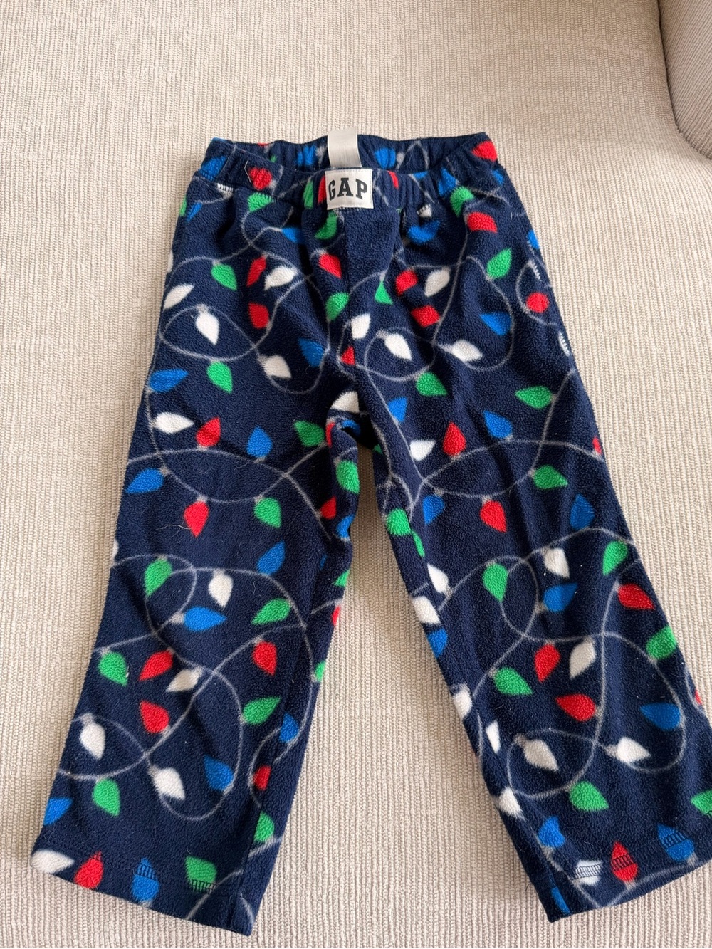 GAP Kids Navy Fleece Pajama Pants with Holiday Light Print 3T